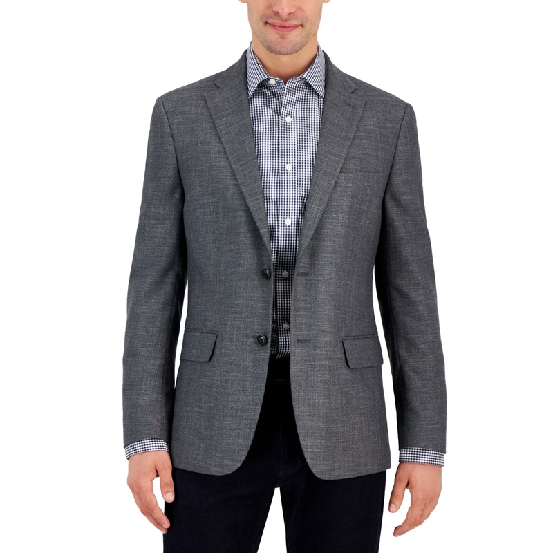 Tommy Hilfiger Mens Modern Fit Sport Coat Blazer Grey 36S