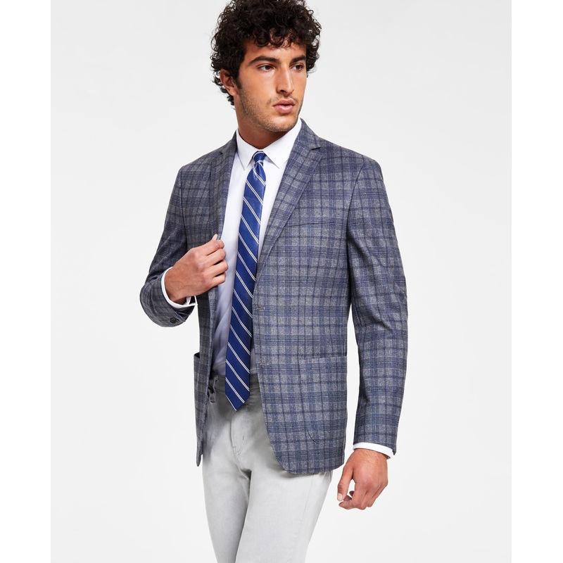 Bar III Men's Slim Fit  Knit Sport Coat Blazer Blue Grey 36S