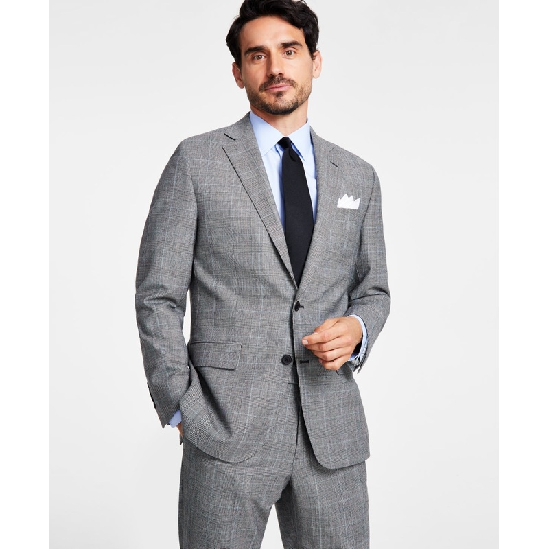Brooks Brothers Mens Classic Fit Sport Coat Blazer Grey Plaid 42R