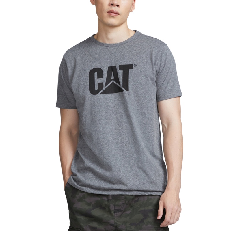 Caterpillar Men's Logo Graphic Short Sleeve T Shirt Grey Black Medium