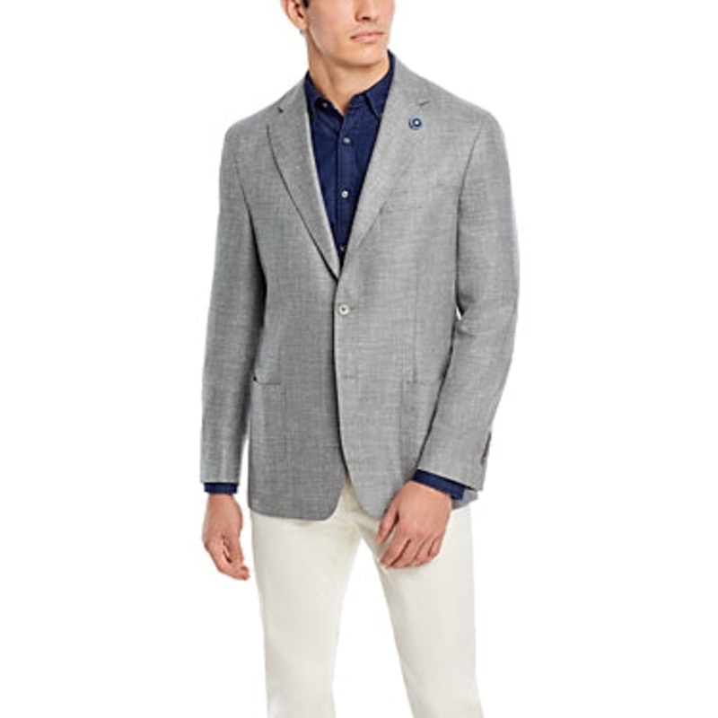 Hart Schaffner Marx Mens Solid Weave Regular Fit Sport Coat Blazer Grey 40R