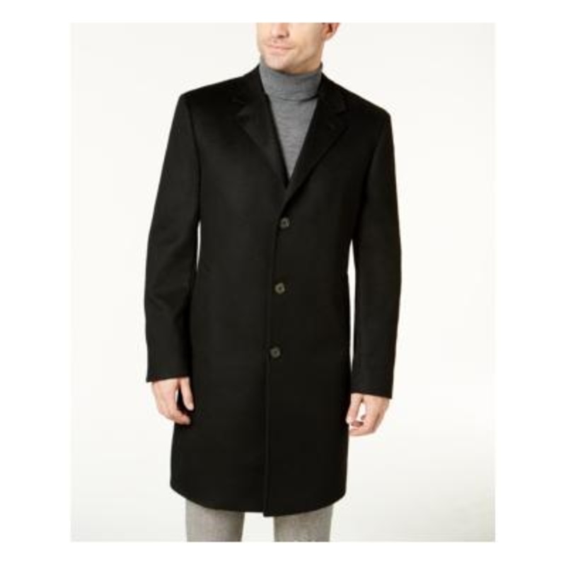 Lauren Ralph Lauren Mens Classic Fit Cashmere Overcoat Coat Black 42L