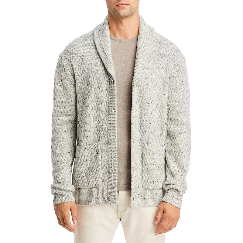 Liverpool Los Angeles Birdseye Cardigan Sweater Medium Light Grey