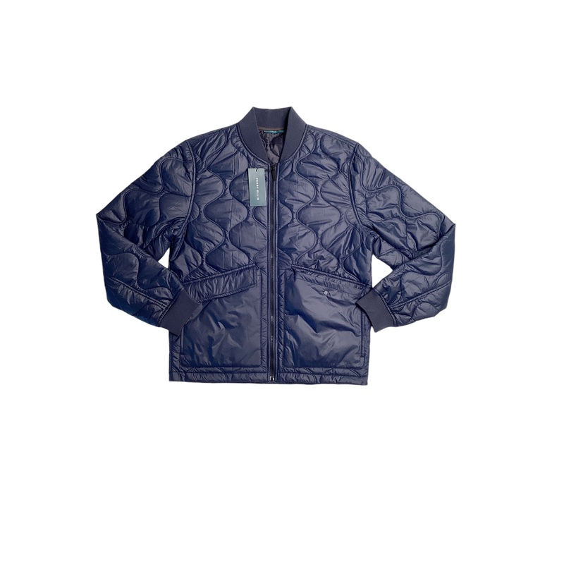 Perry Ellis Mens Shadow Onion Quilted Puffer Coat Jacket Sapphire Blue Large
