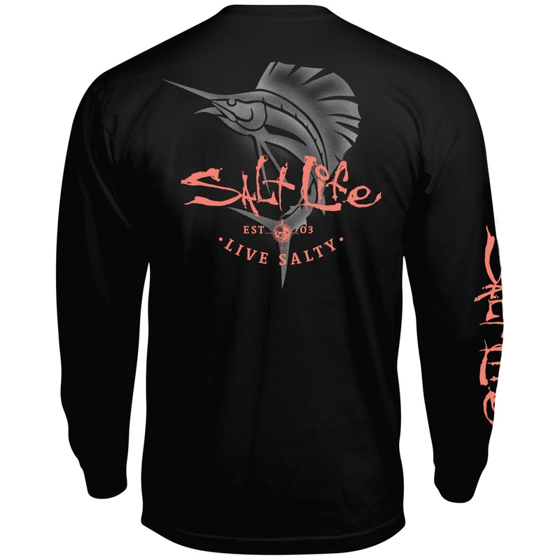 Salt Life Mens Reel Escape Logo Graphic Long Sleeve Shirt Black Small