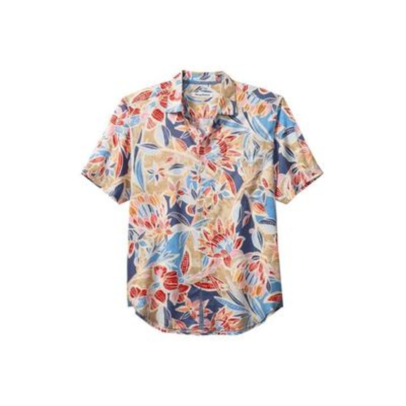 Tommy Bahama Mens Paloma Floral Short Sleeve Button Down Shirt Blue Small