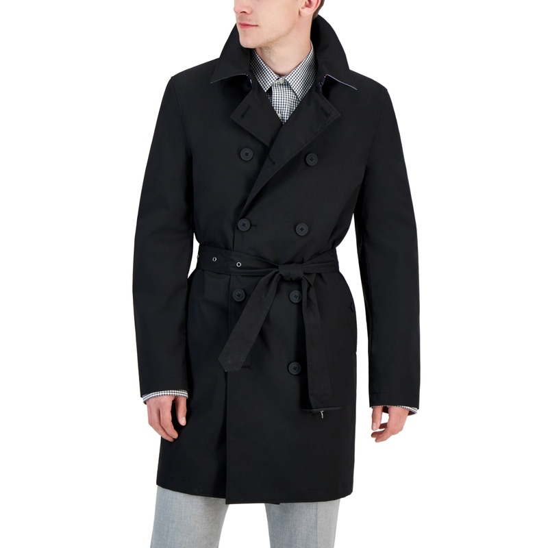 Tommy Hilfiger Mens Modern Fit Raincoat Coat Black 40R
