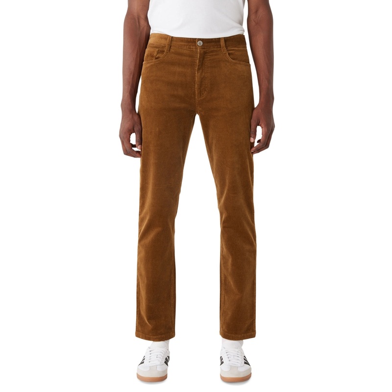 Frank And Oak Men's Slim Fit Straight Corduroy Pants Camel Brown 33 x 32