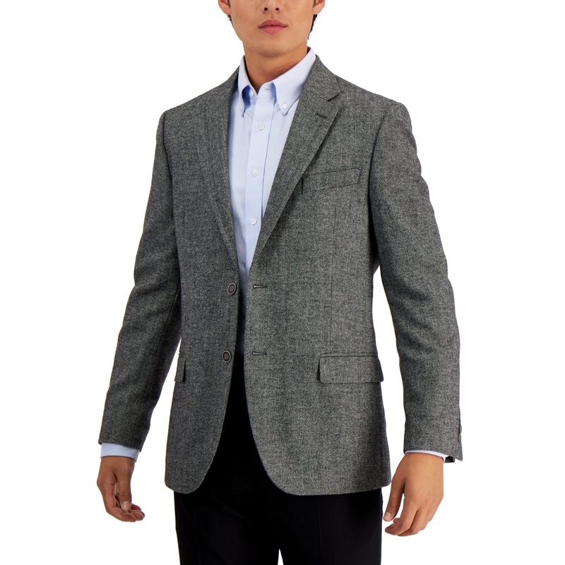 Nautica Men's Modern Fit Herringbone Sport Coat  Blazer Grey 36S
