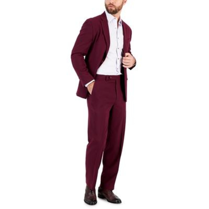 Nautica Mens Modern Fit Bi Stretch Suit 36R / 30 x 32 Red Burgundy