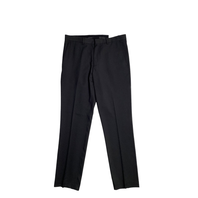 Perry Ellis Portfolio Mens Slim Fit Twill Flat Front Pants Caviar Black 34 x 32