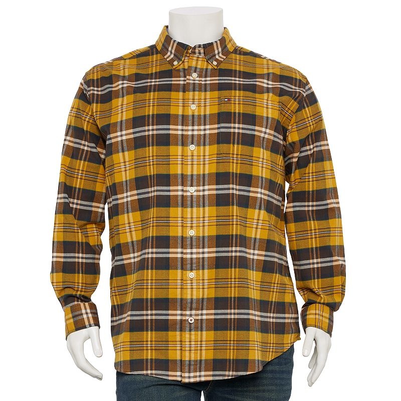 Tommy Hilfiger Men's Big Tall Wastley Button Down Shirt Crest Gold 4XLT 4XL Tall