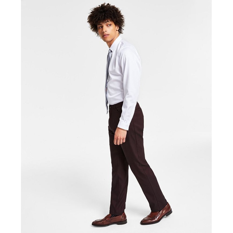 Tommy Hilfiger Men's Modern Fit Twill Flex Pants Burgundy Red 42 x 32