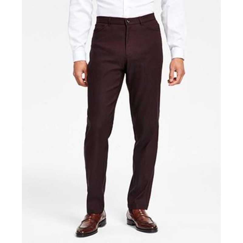 Tommy Hilfiger Mens Modern Fit Twill Flex Dress Pants Olive Burgundy 38 x 30
