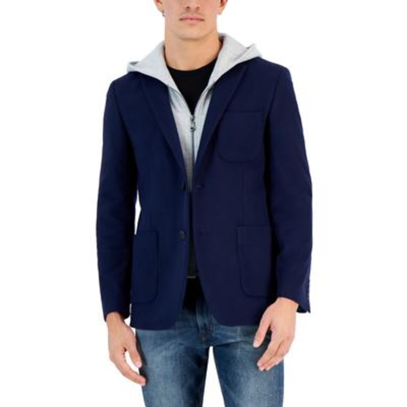Vince Camuto Men's Slim Fit Hooded Sport Coat Blazer Navy Blue  48R
