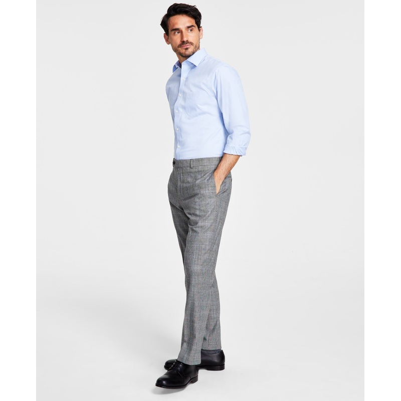 Brooks Brothers Men's Classic Fit Grey Plaid Wool Suit Pants Grey Plaid 40 x 32