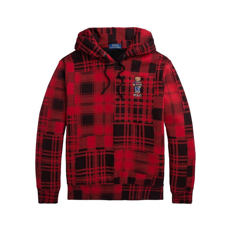Polo Ralph Lauren Mens Fleece Lined Bear Hoodie Sweatshirt Large Martin Red
