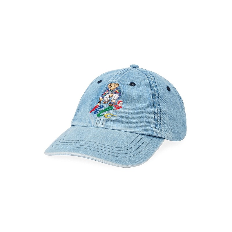 Polo Ralph Lauren Mens Polo Bear Denim Blue Baseball Cap Hat