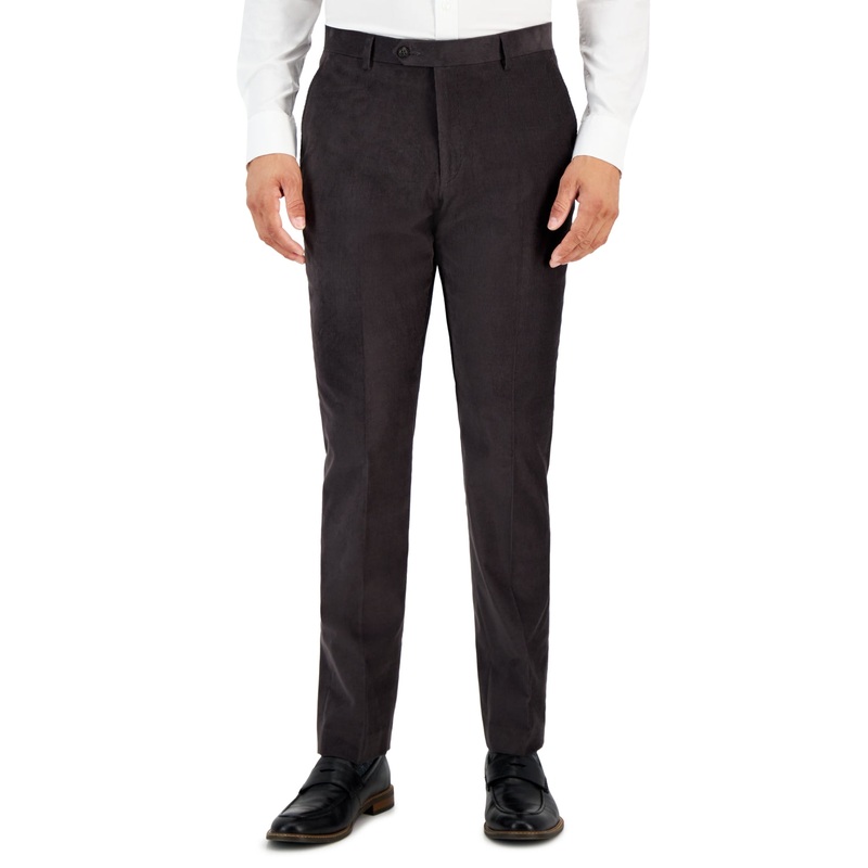 Tommy Hilfiger Mens Modern Fit Solid Corduroy Pants Dark Grey 40 x 30
