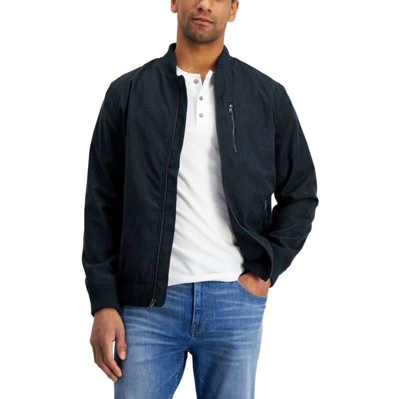 Alfani Mens Regular fit Bomber Jacket Coat XL Black Solid