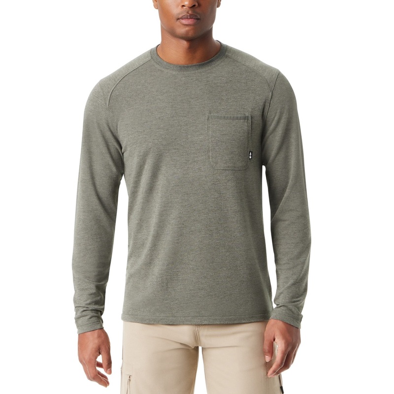 Bass Outdoor Men's Long Sleeve Ribbed T Shirt Deep Depth Green Medium