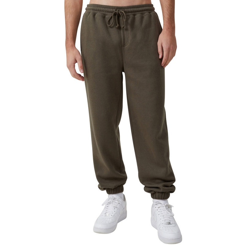 Cotton on Men's Loose Fit Track Pants Sweatpants Dark Olive Green Large