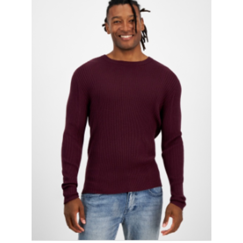 I.n.c. International Concepts Men's Ribbed-Knit Sweater Vintage Wine Large