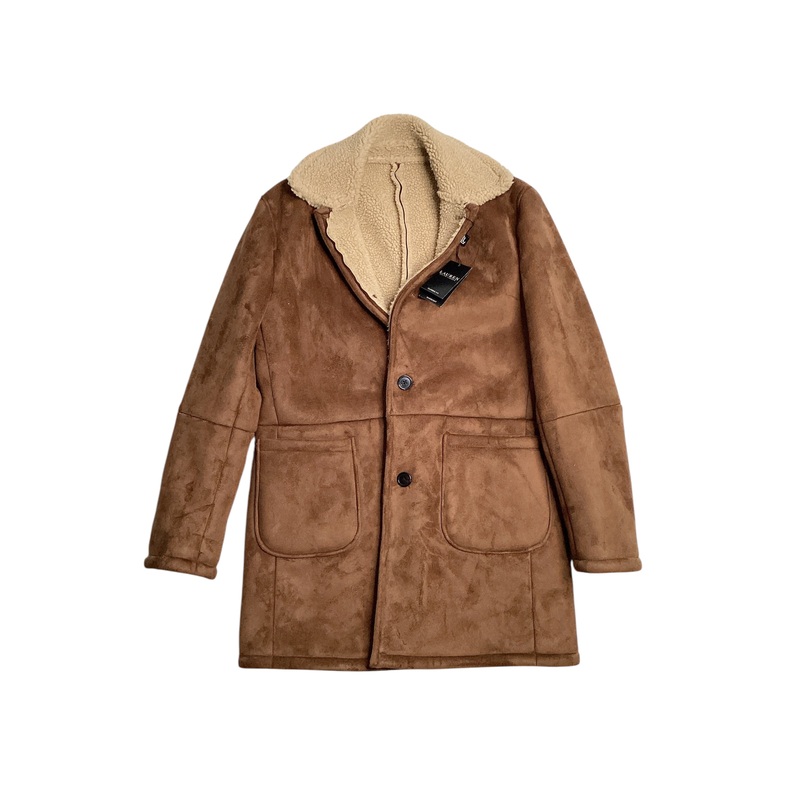Lauren Ralph Lauren Men's Lefferts Faux-Shearling Overcoat Coat 38R Brown