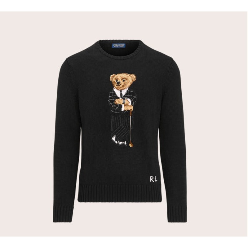 Polo Ralph Lauren Bear Polo Golf Knit Sweater Medium Black