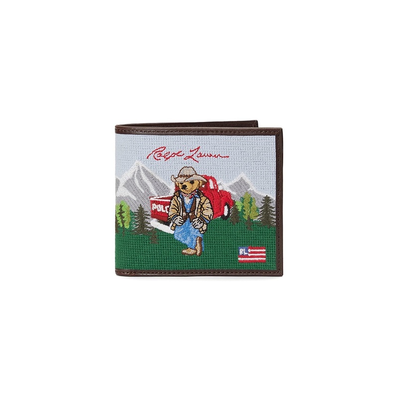 Polo Ralph Lauren Men's Polo Bear Western Needlepoint Slim Wallet
