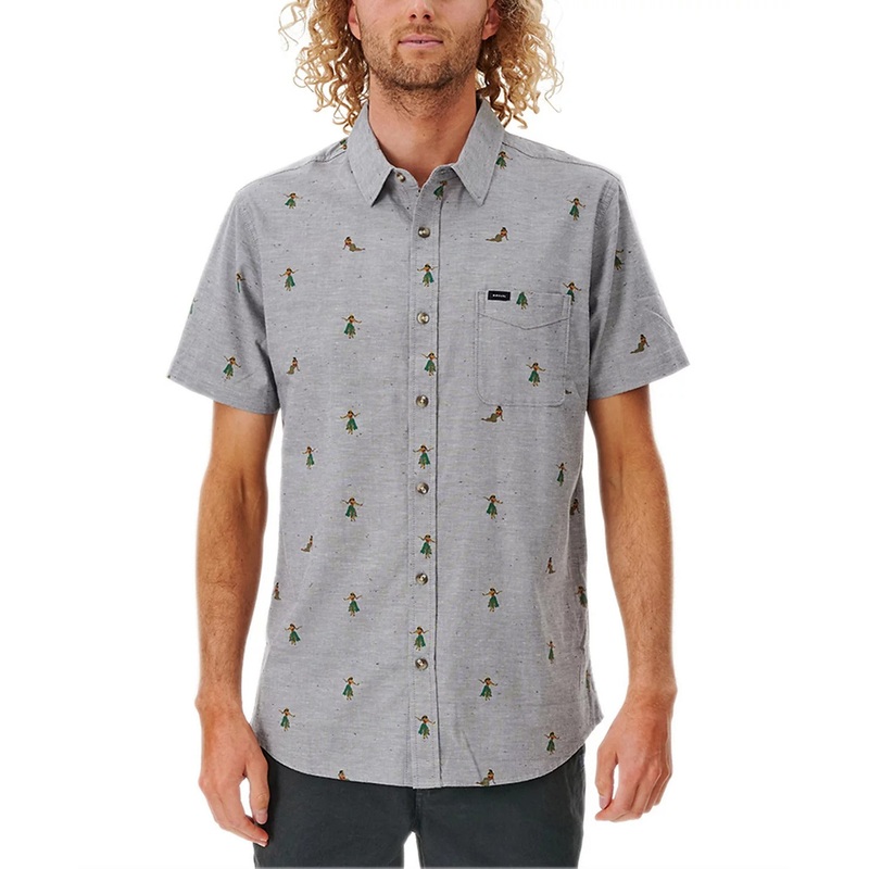 Rip Curl Men's Hula Breach Short Sleeves Button Shirt Large Grey