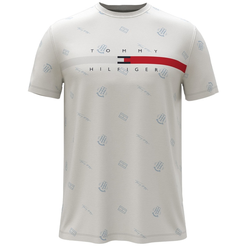 Tommy Hilfiger Mens Flag Stripe Critter Logo T Shirt Large White