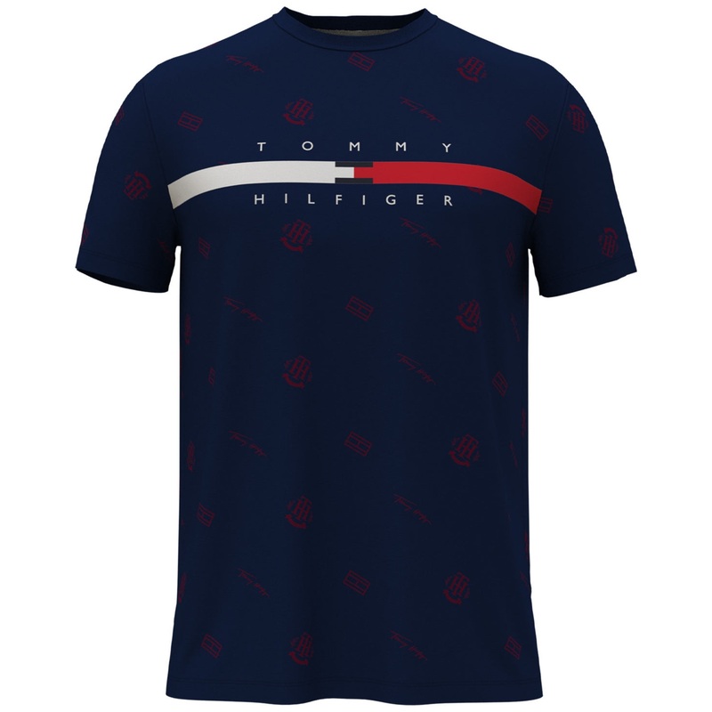 Tommy Hilfiger Mens Flag Stripe Critter Logo T Shirt Midnight Blue Small