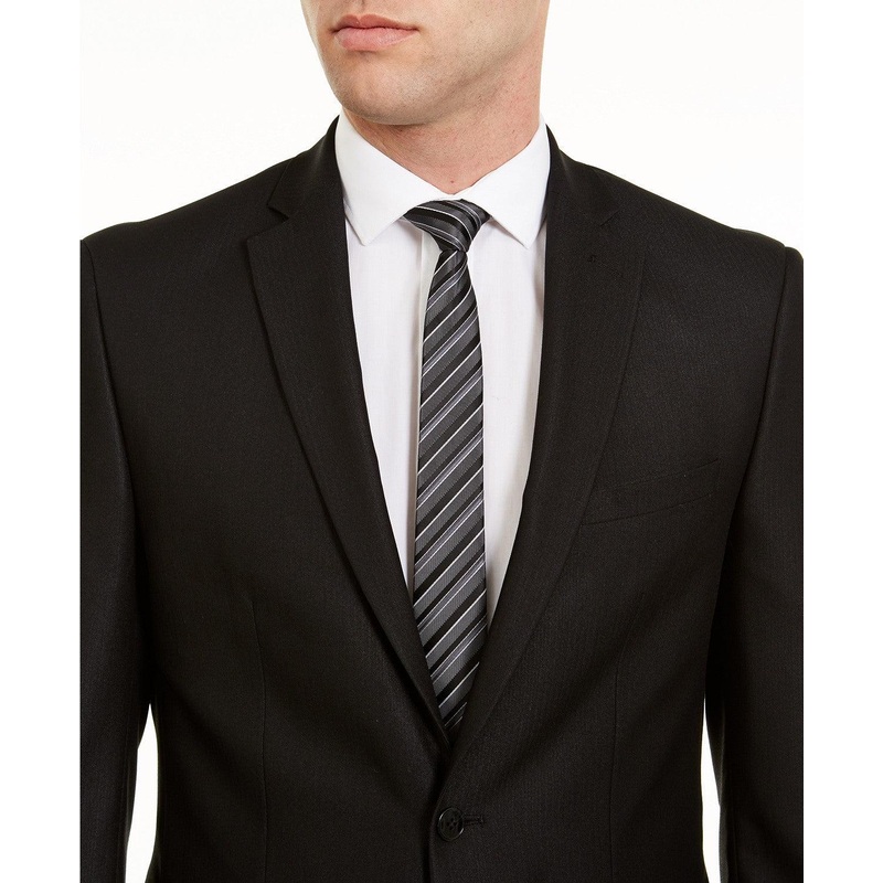 Van Heusen Mens Slim fit Suit Jacket Only Blazer 48 L Black Herringbone
