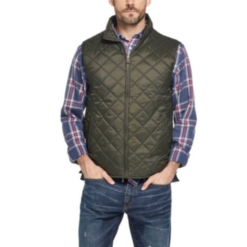 Weatherproof Vintage Men's Diamond Quilted Full Zip Vest Green Medium