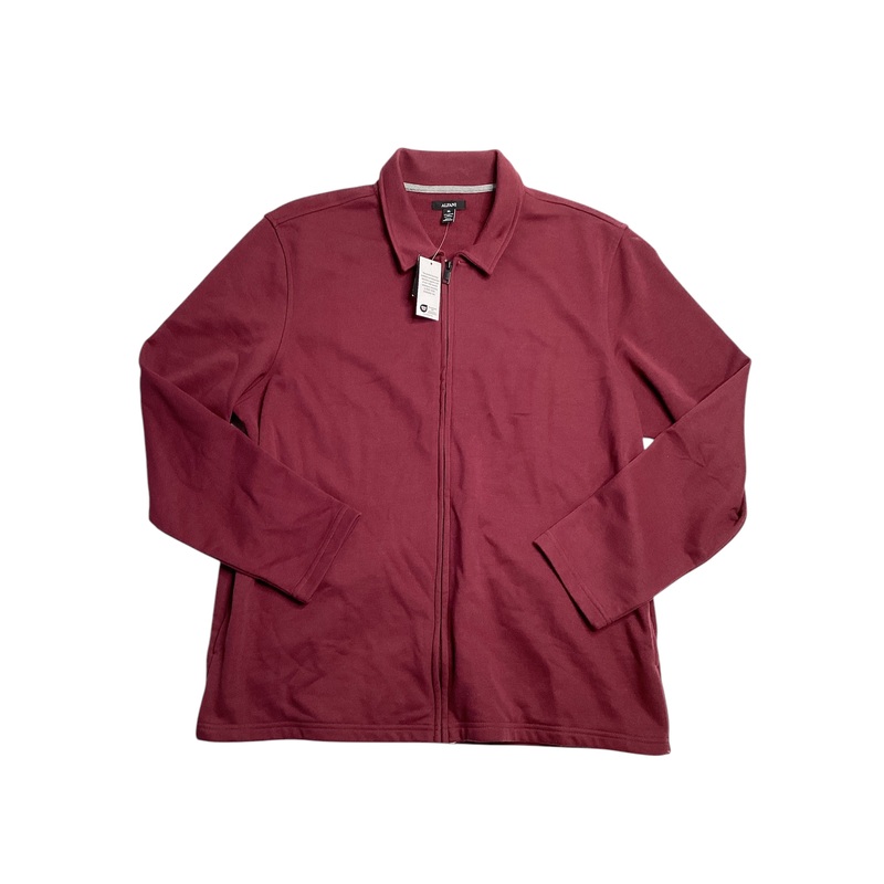 Alfani Harrington French Terry Harrington Full Zip Jacket Coat Maroon Red Small