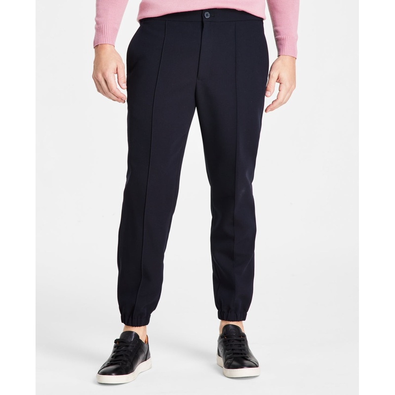 Alfani Men's Regular Fit Stretch Pleated Jogger Pants Black Large