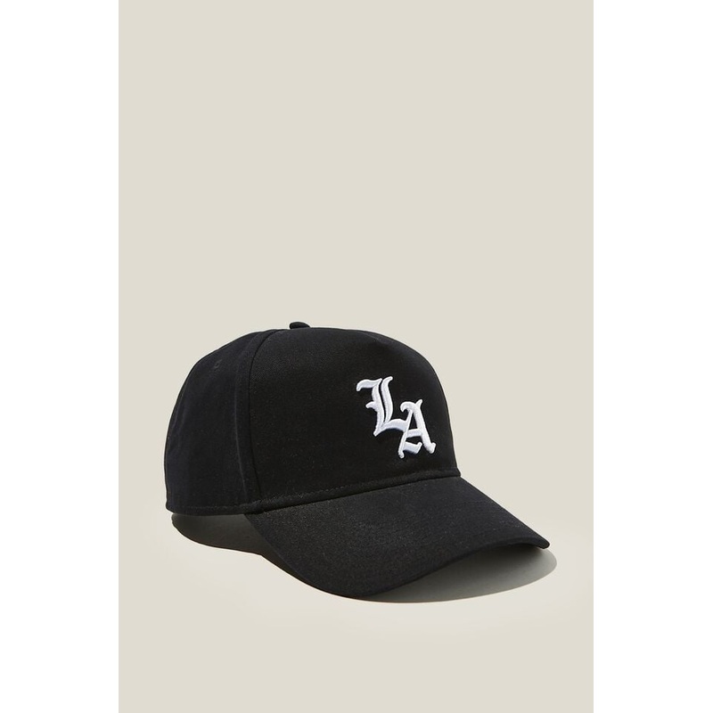 Cotton On Men's Curved Peak Snapback Cap Hat Black