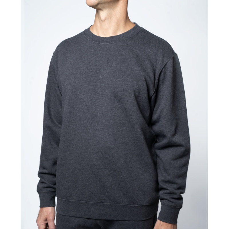 Lazer Mens Burnout Fleece Crewneck Sweatshrit Grey Large