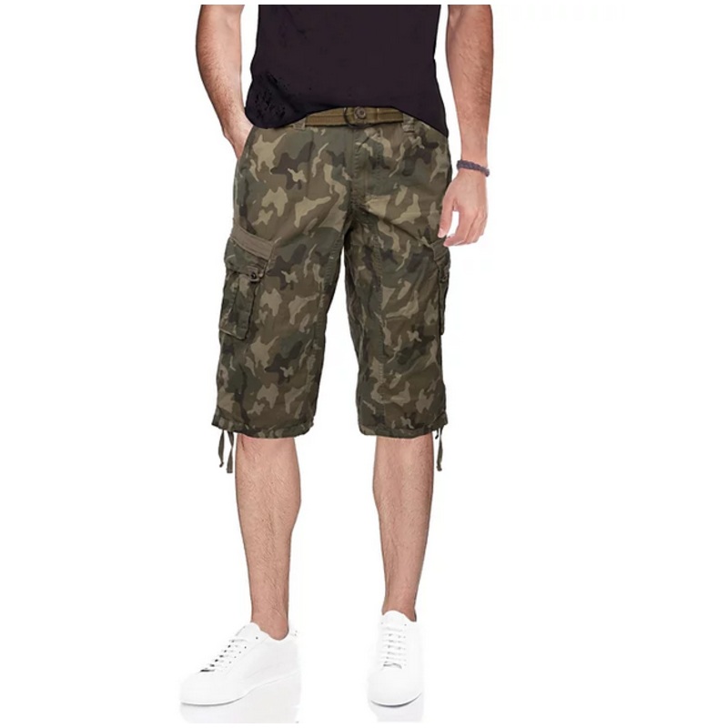 X Ray Mens Belted Capri 18" Cargo Shorts Desert Camo 36