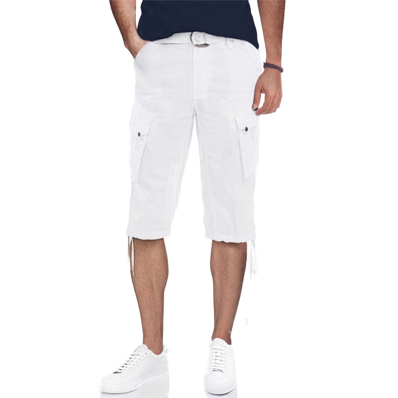 X Ray Mens Belted Capri 18" Cargo Shorts White 33