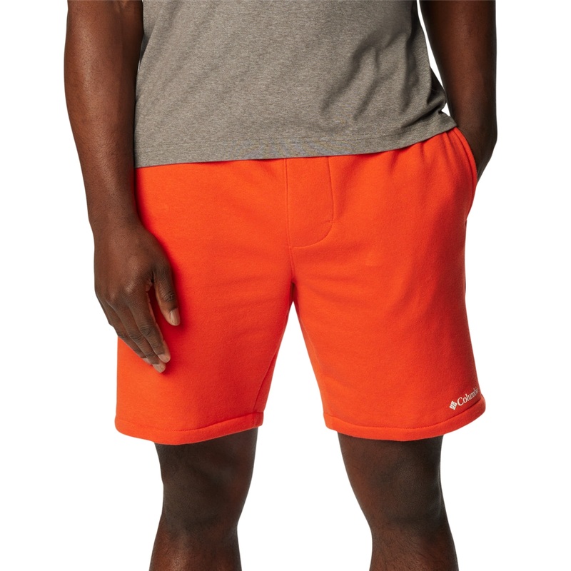 Columbia Mens Trek Relaxed Fit Logo Print Fleece Shorts Red Large