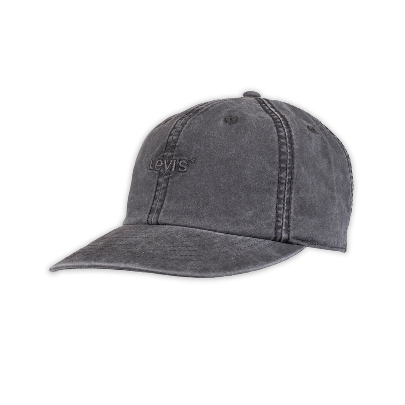 Levi's Men's Adjustable Garment Washed Baseball Cap Charcoal Grey Hat