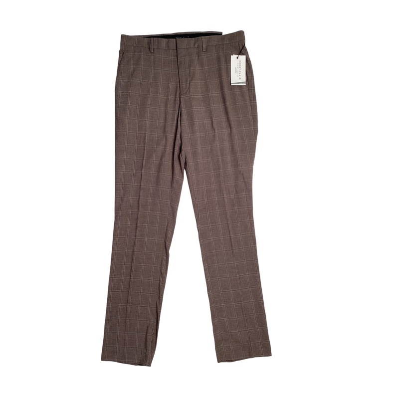 Perry Ellis Portfolio Mens Slim Fit Solid Stretch Dress Pants Brown 34 x 29