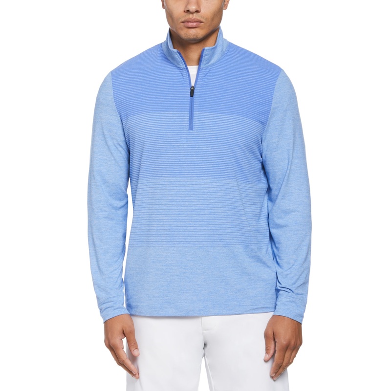 PGA Tour Men's Quarter Zip Lux Touch Ombre Golf Sweater Blue Small