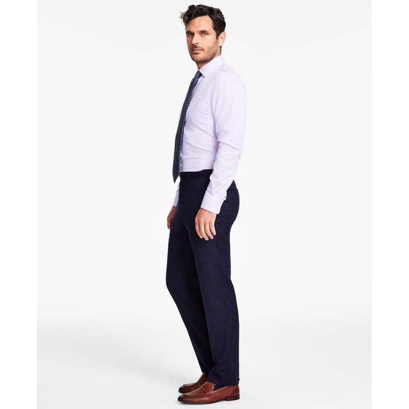 Tallia Mens Slim-Fit Stretch Pinstripe Dress Pants Navy Blue 32 x 30