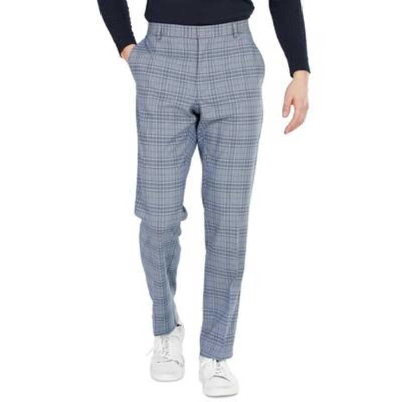 Tommy Hilfiger Men's Slim Fit Suit Dress Pants Flex Stretch Blue Plaid 34 x 32