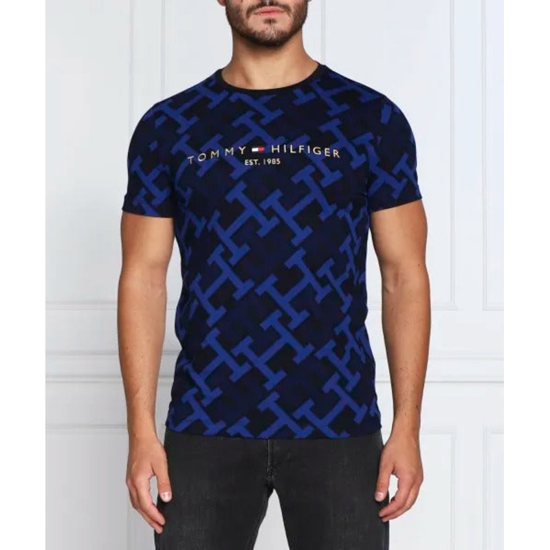 Tommy Hilfiger Mens All-over Desert Sky Slim Fit T Shirt Small Blue