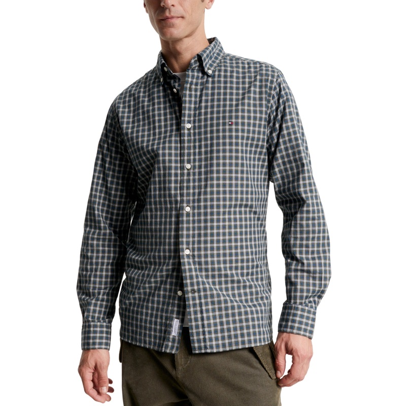 Tommy Hilfiger Mens Flex Regular Fit Button Down Shirt Putting Green Multi XXL