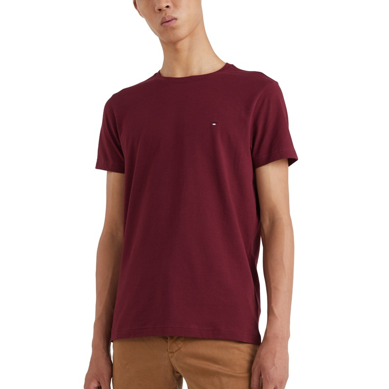 Tommy Hilfiger Mens Stretch Slim Fit Crewneck T Shirt Rouge 2XL